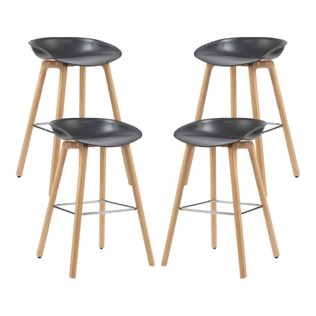 Bronte Living 26 inch Modern Polypropylene Counter Stool with Footrest for Kitchen, Restaurant - Series Connor - White with Natural Wood Legs