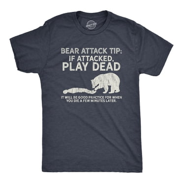 T-shirt pour Hommes à Motif d'Ours Attaquant, Drôle, Camping, Randonnée, Aventure en Plein Air, Sarcastique (Bleu Marine Chiné) - M