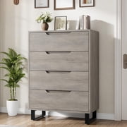 BeesClover 4 Drawers Dresser, Grey Chest of Drawers,41.5"Tall Dresser and Organizer,Modern Chest of Drawers with Removable Legs,Small Dressers with Drawer for Office, Living Room, Entryway