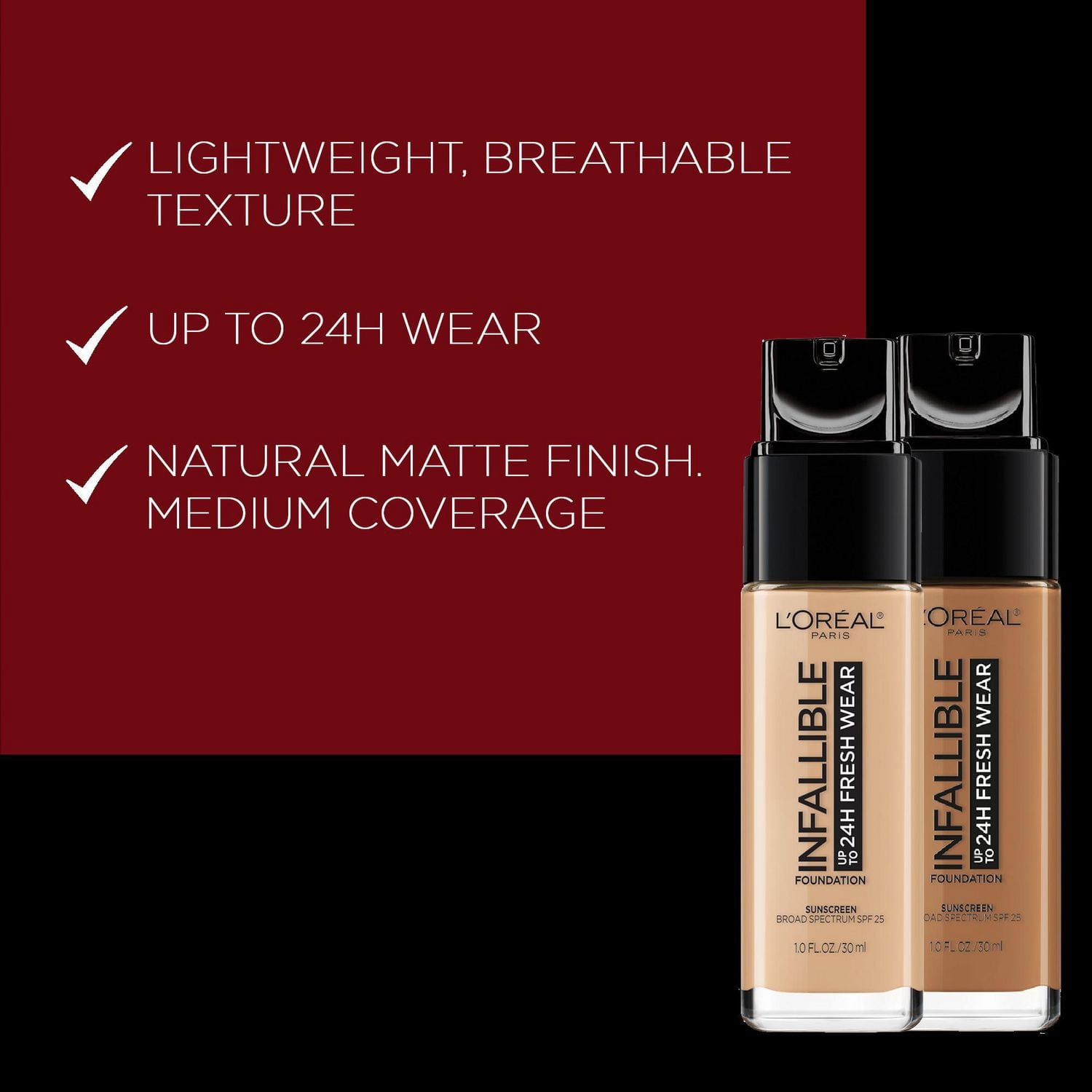 L'Oreal Paris Fond de Teint Infallible Fresh Wear, Formule Liquide Longue Tenue, 30ml