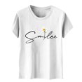 thumbnail image 4 of LUOGENLI T-shirts pour Femmes Motif Tournesol Col Rond Manches Courtes T-shirts Graphiques Été Blanc TTTG, 4 of 6