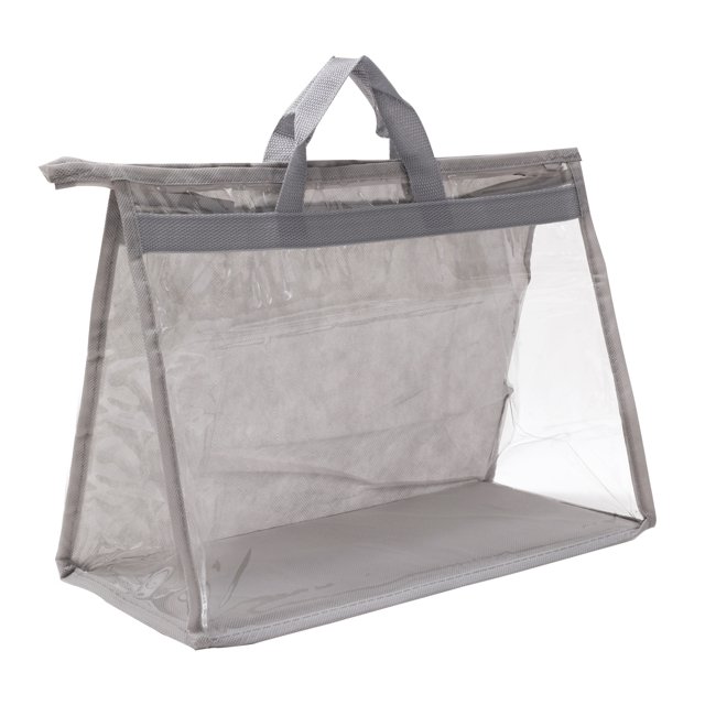Unique Bargains Handbag Dust Bags, L Size PVC Dustproof Transparent Purse Protector, Light Gray