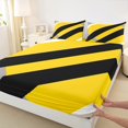 thumbnail image 3 of Erosebridal Yellow Black Geometic Sheet Set Full,Abstract Geometry Bedding Sets Full Size,Stripes Lines Full Sheet Sets,Lightweight Room Decor,4-Piece, 3 of 7
