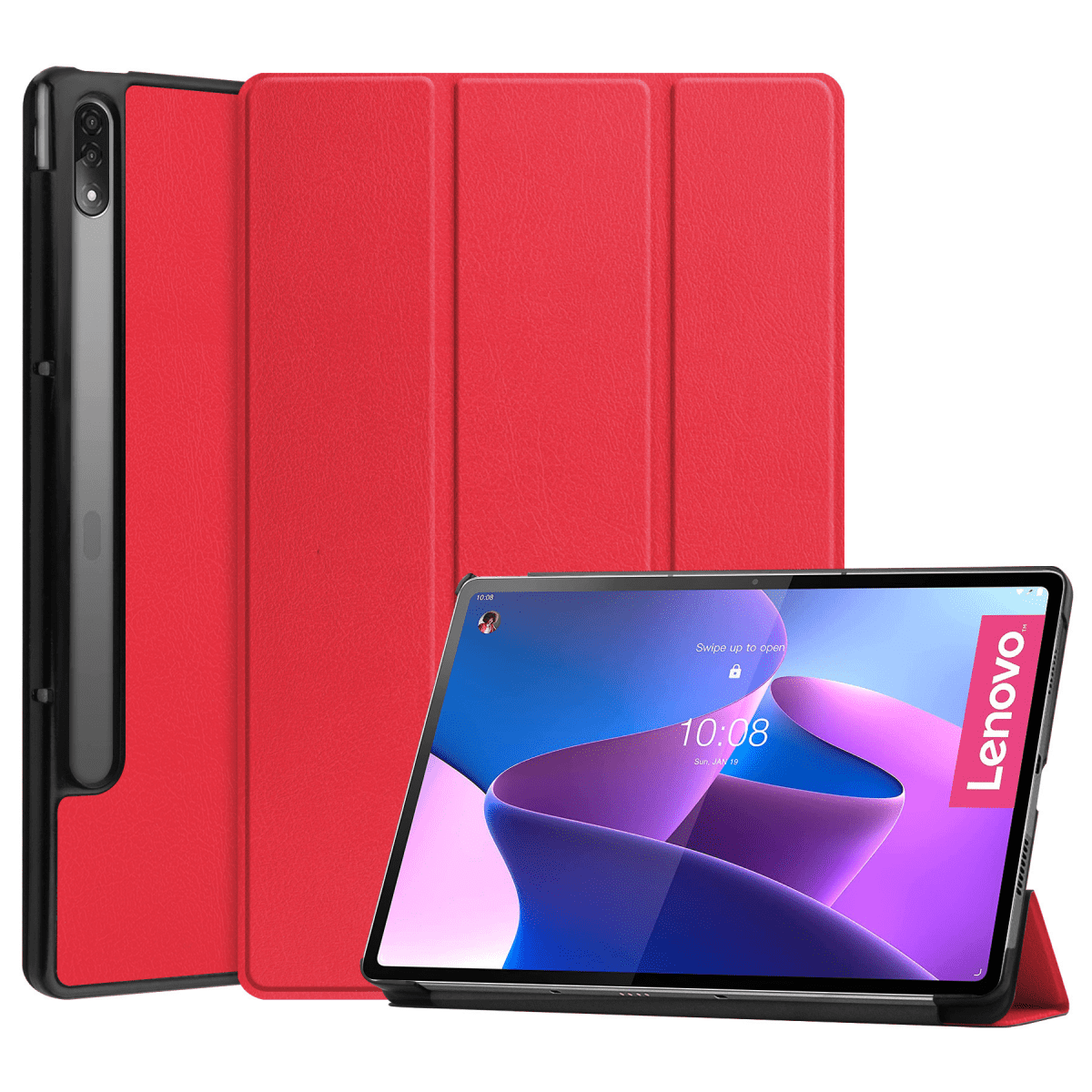 Pour Lenovo Tab P12 Pro Couverture avec Porte-Stylo 12.6 Pouces Couverture Antichoc Support Pliable Folio Couverture Intelligente pour Lenovo Tab P12 Pro 12.6 Pouces Rouge