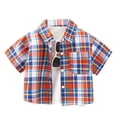 thumbnail image 1 of GDREDA Not Dressed for Boys Shirt Small And Medium Sized Children's Fashion Shirt With Collared Front Checkered Short Sleeves And Button Fastening. Purple,11-12 Years, 1 of 4