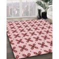 thumbnail image 3 of Ahgly Company Machine Washable Indoor Round Transitional Light Rose Pink Area Rugs, 4' Round, 3 of 7