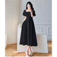 thumbnail image 4 of Chic Robe Maxi Blanche Manches Bouffantes Col Carré pour Femmes - L / Blanc, 4 of 4