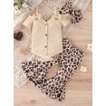 thumbnail image 2 of Faithtur 3Pcs Baby Girl Spring Outfits, Short Sleeve Cold Shoulder Romper + Flare Pants + Headband Set, 2 of 9