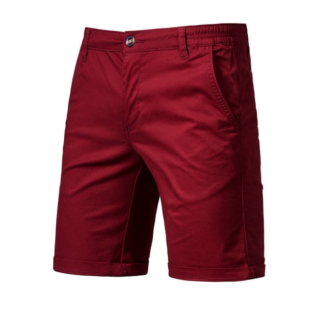 Yuzhih Summer Shorts for Men Slim Stretch Twill Flat Front Shorts Basic Solid Color Lounge Shorts with Pockets
