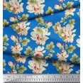thumbnail image 2 of Soimoi Poly Georgette Fabric Leaves & Magnolia Floral Fabric Prints by Yard 52 Inch Wide, 2 of 5