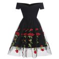 thumbnail image 4 of Pisexur Robe d'Invitée de Mariage pour Femme, Robe Vintage en Tulle à Broderie Florale, Sans Manches, Robe de Cocktail Formelle Évasée, Robe de Bal, de Fête, de Soirée, 4 of 6