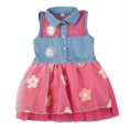 thumbnail image 1 of Été Enfants Bébé Fille Tenues Denim Sans Manches Tutu Robe Bambin Filles Partie Fleur Tulle Taille Robes 2-8Y, 1 of 4