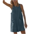 thumbnail image 1 of RKSTN Combinaisons pour Femmes 2024 Mode Été Couleur Unie Dos Creux Combinaison Coupe Ample Col Rond Sans Manches Poches Combinaisons, 1 of 5