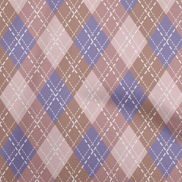 oneOone Velvet Dark Rose Brown Fabric Check Argyle Craft Projects Decor Fabric Printed By The Yard 58 Inch Wide