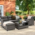 thumbnail image 2 of Gymax 4PCS Rattan Patio Conversation Furniture Set Outdoor Sectional Sofa Set, 2 of 10