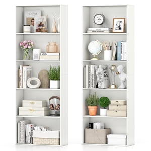 Gymax 2 PCS 5-Tier Librairie ouverte Libraillerie libre Display Étagère Organisateur