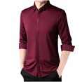 thumbnail image 1 of LNWUY Men's Long Sleeve Shirts Quick Dry Performance Shirt Spring Autumn Solid Color Padded Warm Comfortable Flip Collar Shirts Red M, 1 of 3