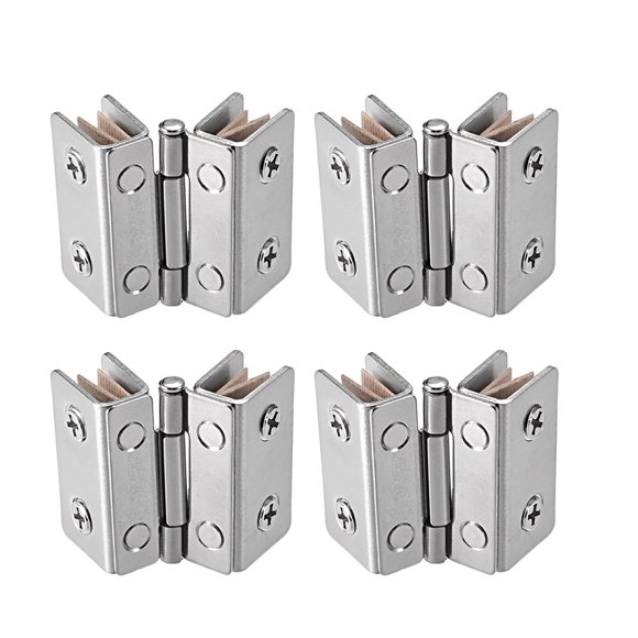 Unique Bargains Glass Hinge Cabinet Door Hinge Glass Clamp ,Stainless Steel , for 5-8mm Thickness 4Pcs