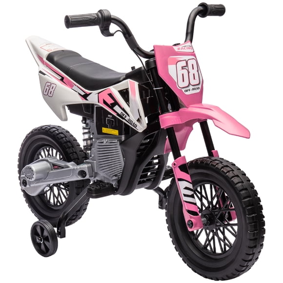 Qaba 12V Kids Motorcycle with Twist Grip Throttle, Rear Suspension, Pink