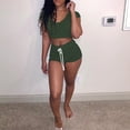 thumbnail image 2 of Fashion Women Sexy Solid Color Sportswear Suit 2PC Tracksuit Short Sleeve Sets, 2 of 6