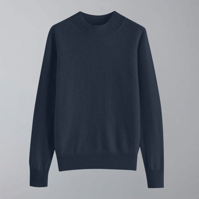VgaVtl Womens Sweaters Cotton Turtleneck Long Sleeve Womens Fall Sweaters Solid Color Knit Layering Blue Relaxed Fit Sweaters