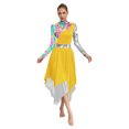 thumbnail image 3 of Nyeemya Robe de Danse Lyrique pour Femmes Manches Longues Métalliques Imprimé Rétro Coloré Tunique de Danse Culte Louange Superposition Jaune L, 3 of 4