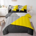 thumbnail image 1 of YST 7-Piece Bedding Set, Yellow Grey Black Patchwork Geometry, Modern Abstract, Full, 1 of 5