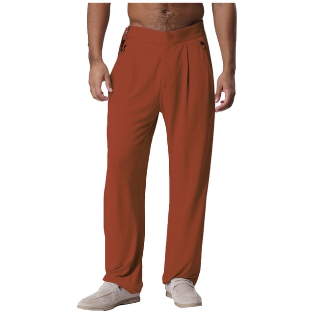 YiZYiF Men's Latin Dance Pant Salsa Rumba Tango Competition Ballroom Practice Pants Trousers Caramel L