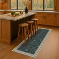 thumbnail image 2 of Dark Green 2x5 Kitchen Rug - Modern Vintage Boho Eclectic Floral Pastel, Washable Low Pile Non-Slip Small Runner Rugs for Entryway Door Mat Indoor Entrance, Bedroom, Hallway, 2 of 8