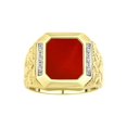 thumbnail image 1 of RYLOS Men's Rings 14K White Gold Ring With Diamonds and RED QUARTZ Set in Designer Nugget Style Rings For Men Size 13, 1 of 8