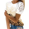 thumbnail image 1 of Birdeem Womens Fashion Summer Round Neck Leisure Short Sleeve Printed Lace Stitching Tops, 1 of 1
