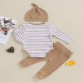 thumbnail image 4 of Baby Clothes Set  Romper with Long Sleeve Striped Pants and Hat, 4 of 9