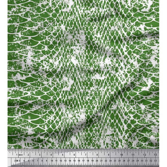 Soimoi Polyester Crepe Fabric Snake Animal Skin Fabric Prints by Yard 52 Inch Wide