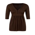 thumbnail image 4 of Chemise Femme Couleur Unie Manches Coudées Ourlet Ample, 4 of 9