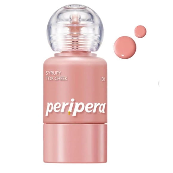 Peripera Syrupy Tok Cheek 01 Pêche Pâle – Fard à Joues Liquide Hydratant pour un Éclat Rosé, Effet Peau de Verre
