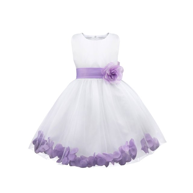Oyolan Robe de Demoiselle d'Honneur pour Bébé Fille Robe de Fête Formelle de Mariage Robe de Baptême en Tulle Princesse Concours Lavande 6
