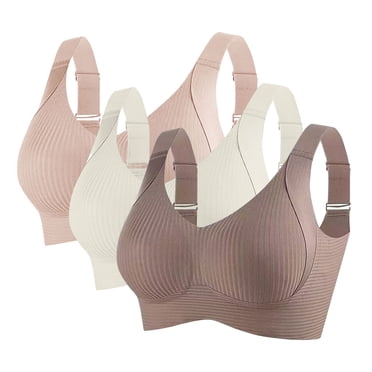 Karight 3 Pack New Roarrave Bra, Roarrave Bras for Women, Women's Ribbed Push up Adjustable Wireless Bra