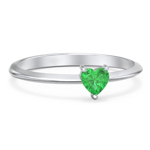 Heart Birthstone Ring - Emerald (May)