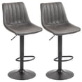 thumbnail image 1 of HOMCOM Adjustable Bar Stools Set of 2, Leathaire Swivel Barstools w/ Back, 1 of 10