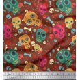 thumbnail image 1 of Soimoi Rayon Fabric Dot,Bone & Skull Print Sewing Fabric Yard 42 Inch Wide, 1 of 3