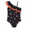 thumbnail image 3 of Sunnyoo Girl's One-Piece Swimsuit Ruffle One Shoulder Swimwear UPF 50+ Bathing Suit, Sizes 5-12, 3 of 8