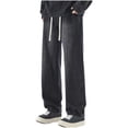 thumbnail image 1 of Dagugfen Mens Denim Pants Drawstring Straight Leg Loose Solid Color Classic Fashion Casual Jean Pants, 1 of 8