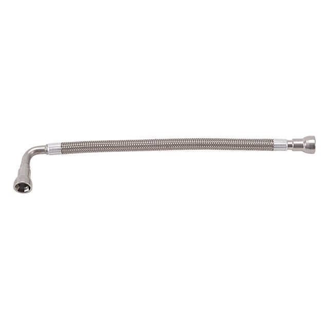 Russell Automotive 651121 Fuel Hose 3/8 Inch Inside Diameter; OEM Style Inlet/Outlet; Stainless Steel Braided Hose/ Anodized Clear Aluminum Fittings