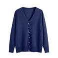 thumbnail image 4 of aohooy Cardigan with Buttons Women Knit V-Neck Soft Cardigans Solid Open Front Long Sleeve Sweaters Navy,XXXL, 4 of 9