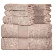 Camelot 8 Piece 600 GSM 100% Zero Twist Cotton Towel Set, Highly Absorbent| 2 Bath Towels, 2 Hand Towels, and 4 Washcloths