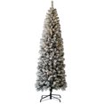 thumbnail image 1 of 6.5 ft Pencil Christmas Tree Prelit, Partially Flocked & Frosted Skinny Xmas Tree with PVC Branch Tips, Lights, Foldable Stand, Full and Realistic Appearance for Christmas Decor, 1 of 7