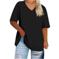 thumbnail image 1 of FAIWAD Womens Tops Summer Plus Size Casual V Neck Short Sleeve Drop Shoulder T-Shirt Loose Comfy Basic Tunic Tops, 1 of 3