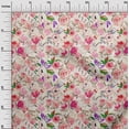 thumbnail image 3 of oneOone Tissu Polyester Spandex Fuchsia Rose Matériel de Robe Florale Tissu Imprimé Tissu au Mètre 56 Pouces de Large-P1, 3 of 4