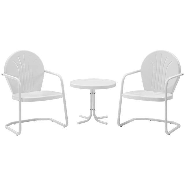 Crosley Furniture Griffith 3 Piece Metal Patio Conversation Set in White