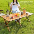 thumbnail image 4 of Folding Picnic Table, Wood Color Lightweight Folding Roll Up Table Multifunctional Safe  For Party, 4 of 8